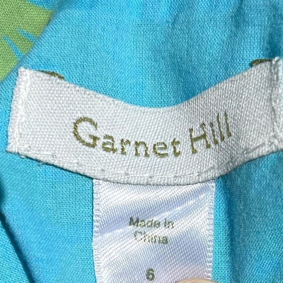 🌻Garnet Hill Green & Blue Floral Fit & Flare Cotton Sleeveless Dress Size 6 - Picture 6 of 7